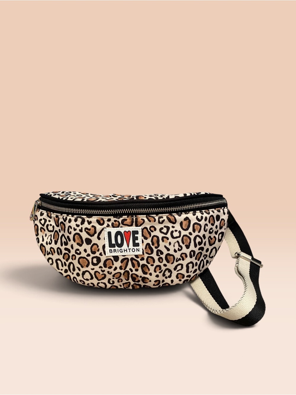 Brighton “Wild Cat” Leopard Print Crossbody Waist Bag - Beige & Black
